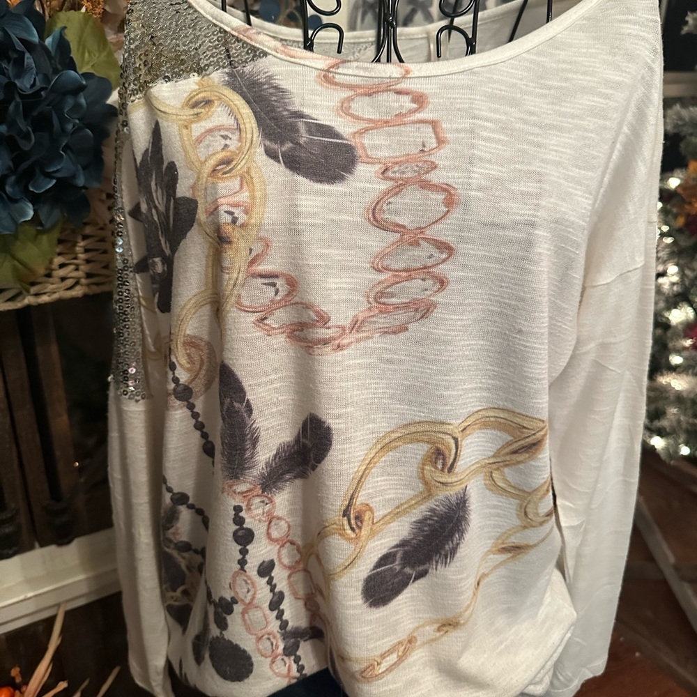 California Bloom sequin boutique top size Large